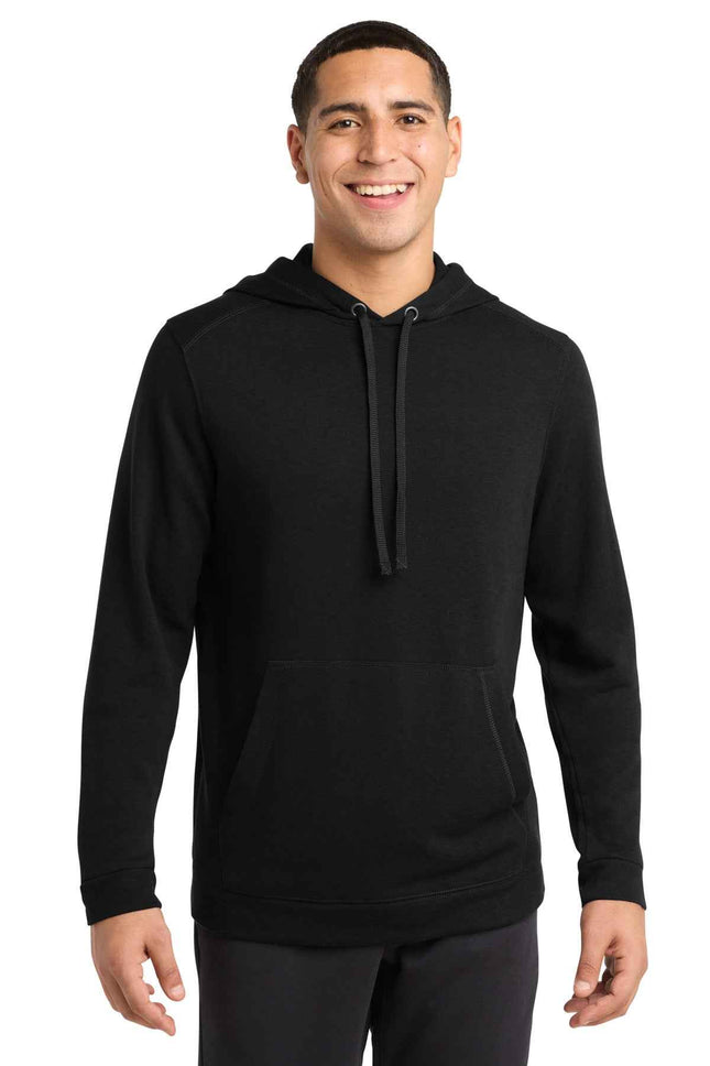 SportTek PosiCharge TriBlend Wicking Fleece Hooded Pullover ST296 Black Triad Solid