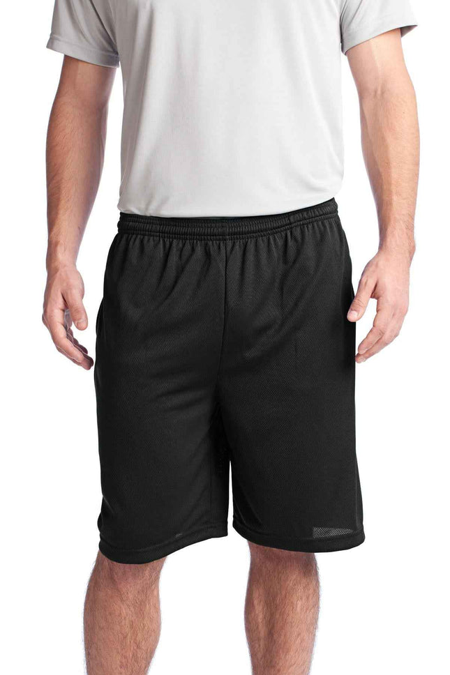 SportTek PosiCharge Tough Mesh Pocket Short ST312 Black