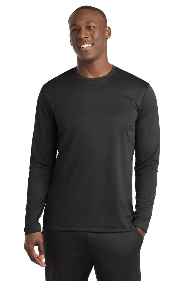 SportTek PosiCharge RacerMesh Long Sleeve Tee ST340LS Black