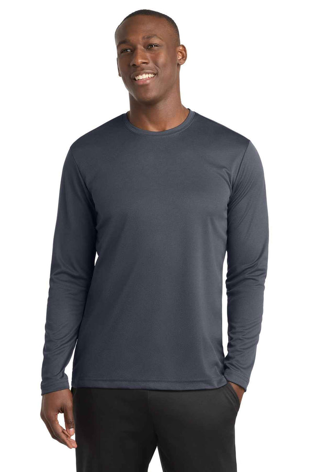 SportTek PosiCharge RacerMesh Long Sleeve Tee ST340LS Graphite