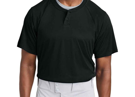 SportTek PosiCharge Competitor 2Button Henley ST359 Black