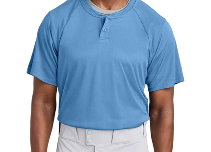 SportTek PosiCharge Competitor 2Button Henley ST359 Carolina Blue
