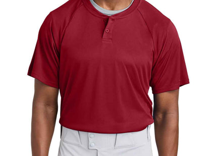 SportTek PosiCharge Competitor 2Button Henley ST359 Deep Red