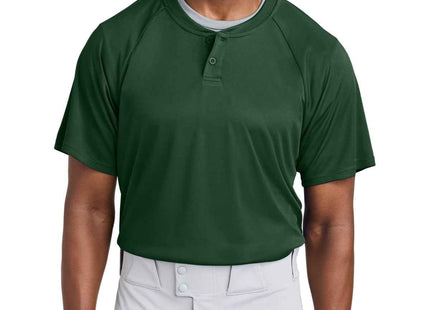 SportTek PosiCharge Competitor 2Button Henley ST359 Forest Green