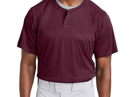 SportTek PosiCharge Competitor 2Button Henley ST359 Maroon