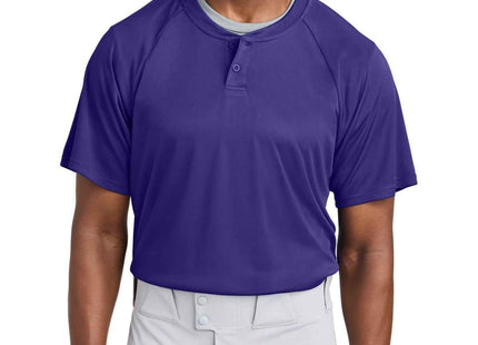 SportTek PosiCharge Competitor 2Button Henley ST359 Purple