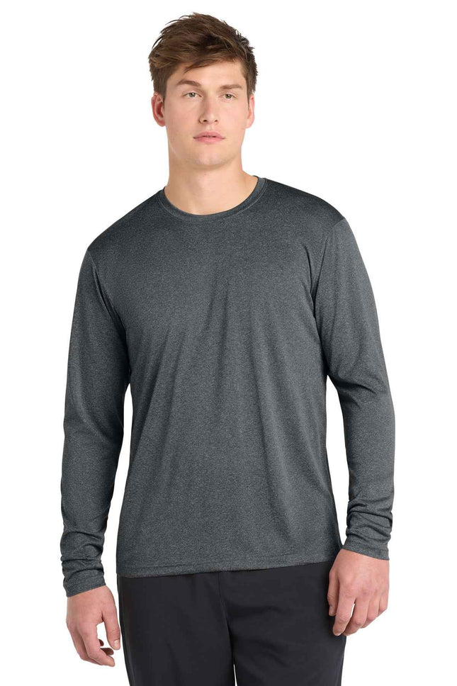 SportTek Long Sleeve Heather Contender Tee ST360LS Graphite Heather