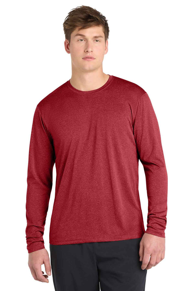 SportTek Long Sleeve Heather Contender Tee ST360LS Scarlet Heather