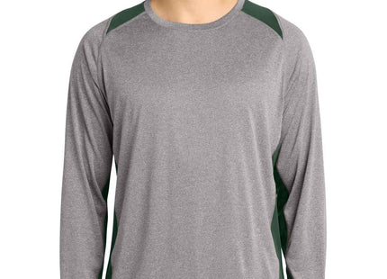 SportTek Long Sleeve Heather Colorblock Contender Tee ST361LS Vintage Heather Forest Green