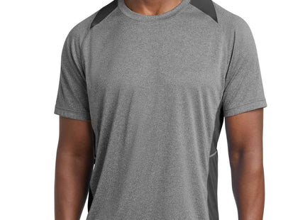 SportTek Heather Colorblock Contender Tee ST361 Vintage Heather Black
