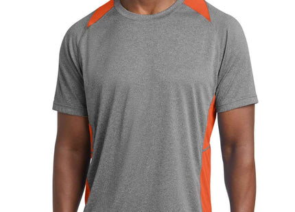SportTek Heather Colorblock Contender Tee ST361 Vintage Heather Deep Orange