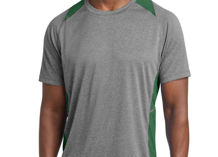 SportTek Heather Colorblock Contender Tee ST361 Vintage Heather Forest Green