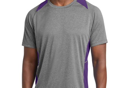 SportTek Heather Colorblock Contender Tee ST361 Vintage Heather Purple