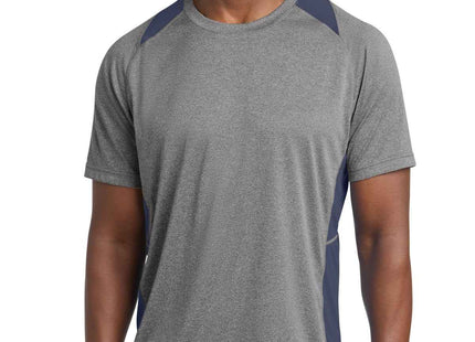 SportTek Heather Colorblock Contender Tee ST361 Vintage Heather True Navy