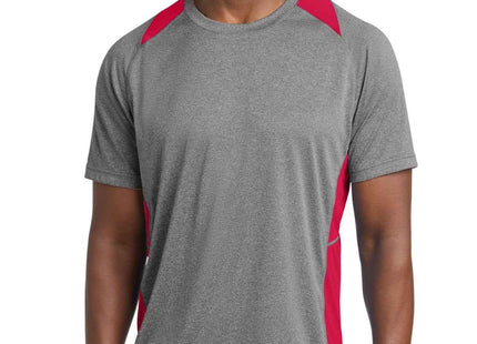 SportTek Heather Colorblock Contender Tee ST361 Vintage Heather True Red