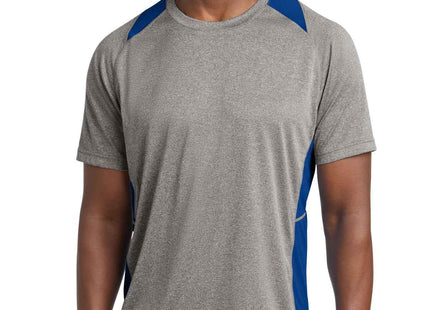 SportTek Heather Colorblock Contender Tee ST361 Vintage Heather True Royal
