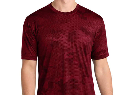 SportTek CamoHex Tee ST370 Deep Red