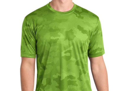 SportTek CamoHex Tee ST370 Lime Shock