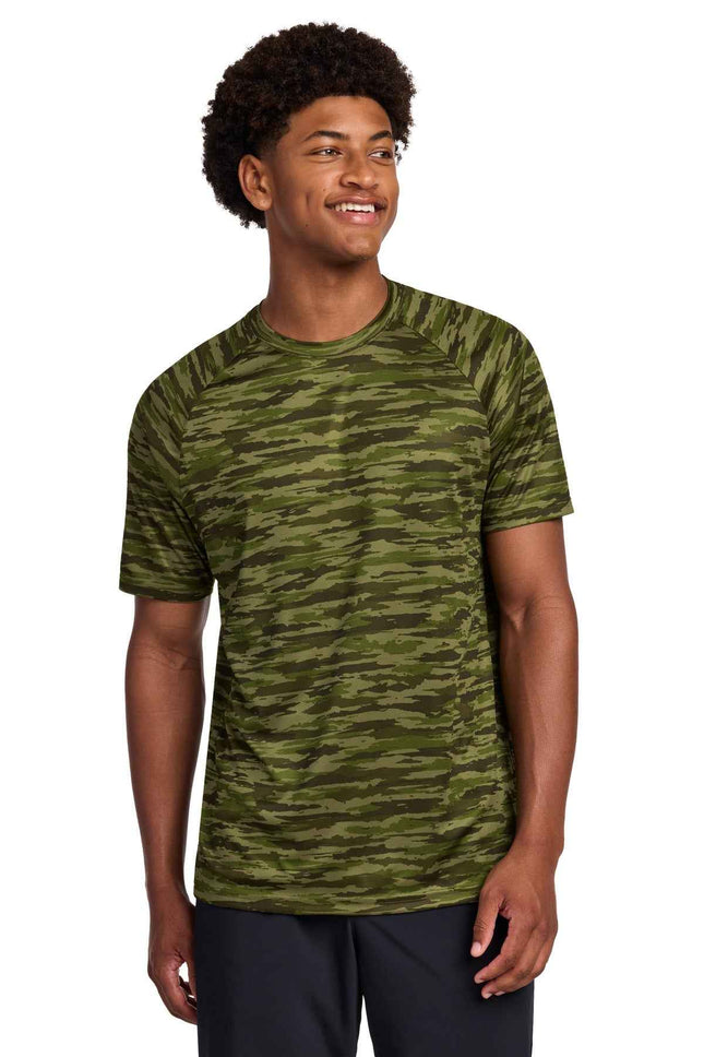 SportTek Drift Camo Tee ST375 Olive Drab Green