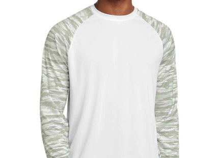 SportTek Drift Camo Colorblock Long Sleeve Tee ST376LS White