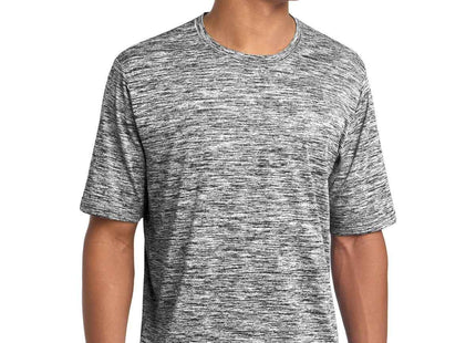 SportTek PosiCharge Electric Heather Tee ST390 Black Electric