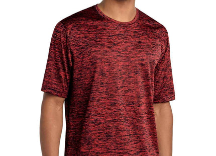 SportTek PosiCharge Electric Heather Tee ST390 Deep Red-Black Electric