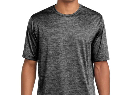SportTek PosiCharge Electric Heather Tee ST390 Grey-Black Electric