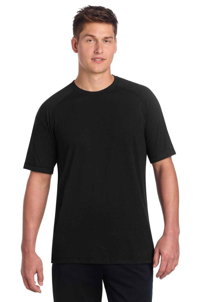 SportTek PosiCharge TriBlend Wicking Raglan Tee ST400 Black Triad Solid