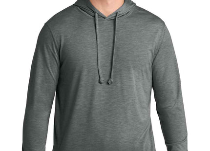 SportTek PosiCharge TriBlend Wicking Long Sleeve Hoodie ST406 Dark Grey Heather