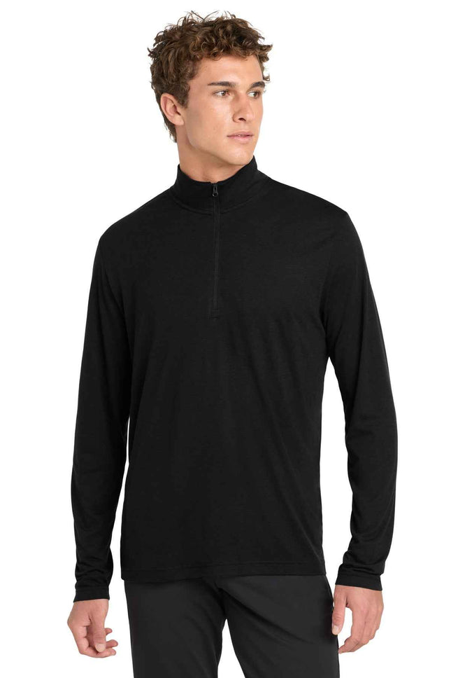 SportTek PosiCharge TriBlend Wicking 1/4Zip Pullover ST407 Black Triad Solid