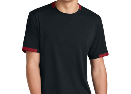SportTek Club Short Sleeve Crew ST440 Black Deep Red