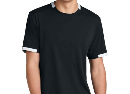 SportTek Club Short Sleeve Crew ST440 Black White