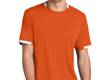 SportTek Club Short Sleeve Crew ST440 Deep Orange White