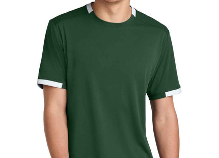 SportTek Club Short Sleeve Crew ST440 Forest Green White