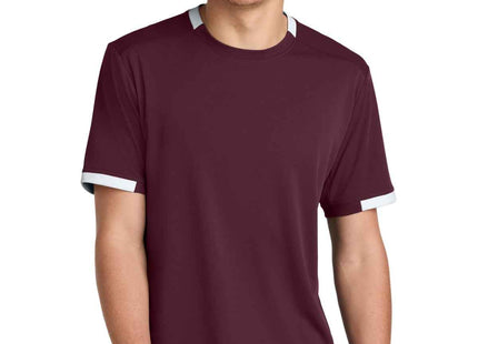 SportTek Club Short Sleeve Crew ST440 Maroon White