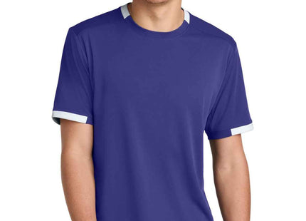 SportTek Club Short Sleeve Crew ST440 Purple White