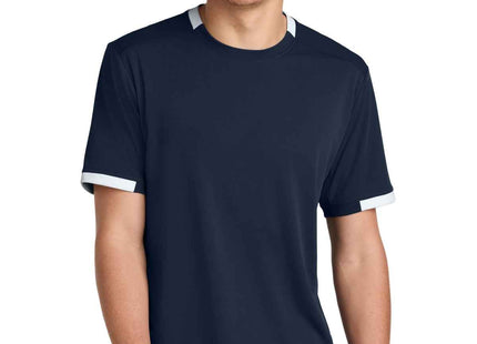 SportTek Club Short Sleeve Crew ST440 True Navy White