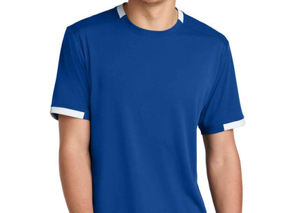 SportTek Club Short Sleeve Crew ST440 True Royal White