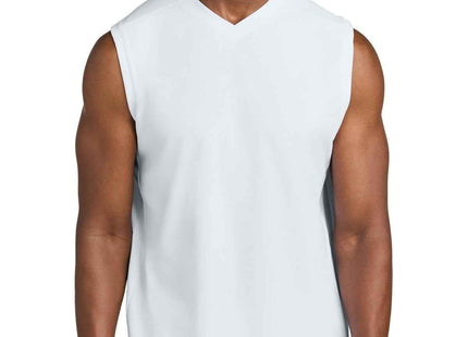 SportTek Club Sleeveless VNeck ST441 White White