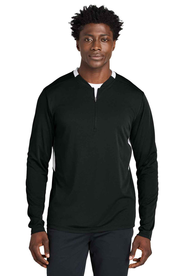SportTek Club 1/4Zip Pullover ST443 Black White