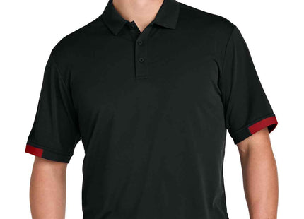 SportTek Club Colorblock Polo ST444 Black Deep Red