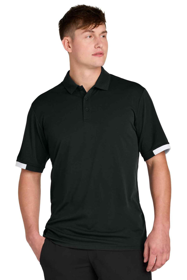 SportTek Club Colorblock Polo ST444 Black White