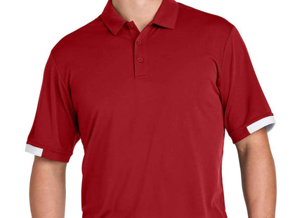 SportTek Club Colorblock Polo ST444 Deep Red White