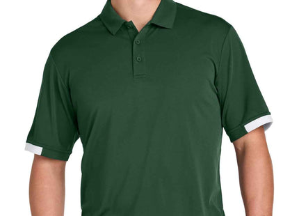 SportTek Club Colorblock Polo ST444 Forest Green White