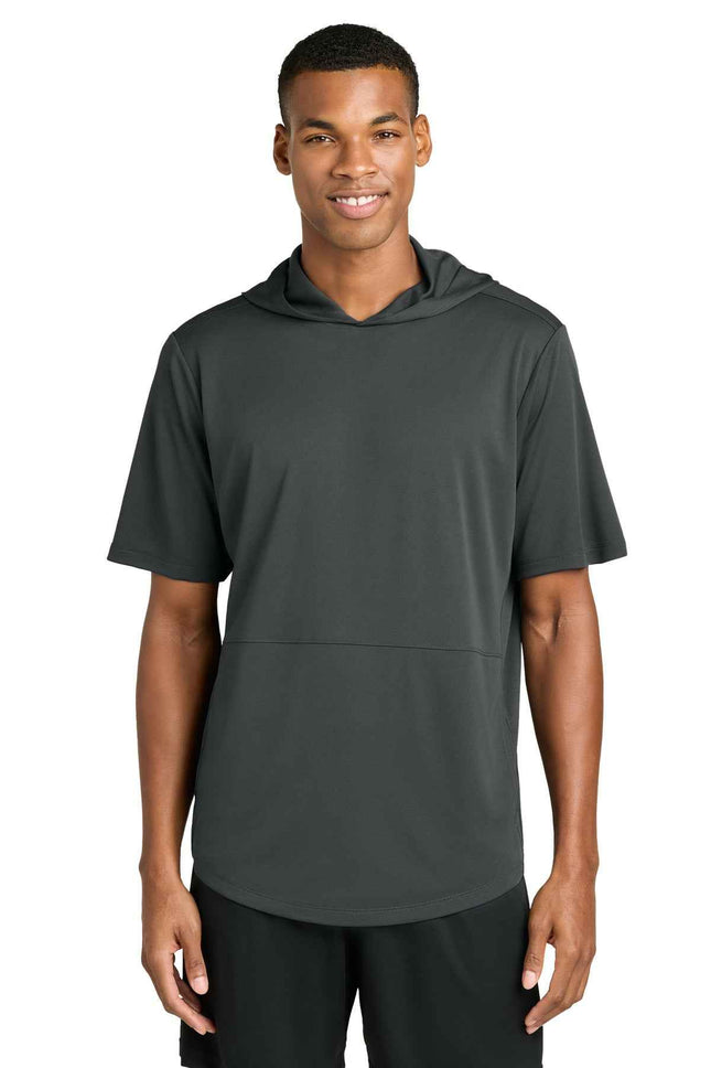SportTek Club Short Sleeve Hoodie ST445 Iron Grey