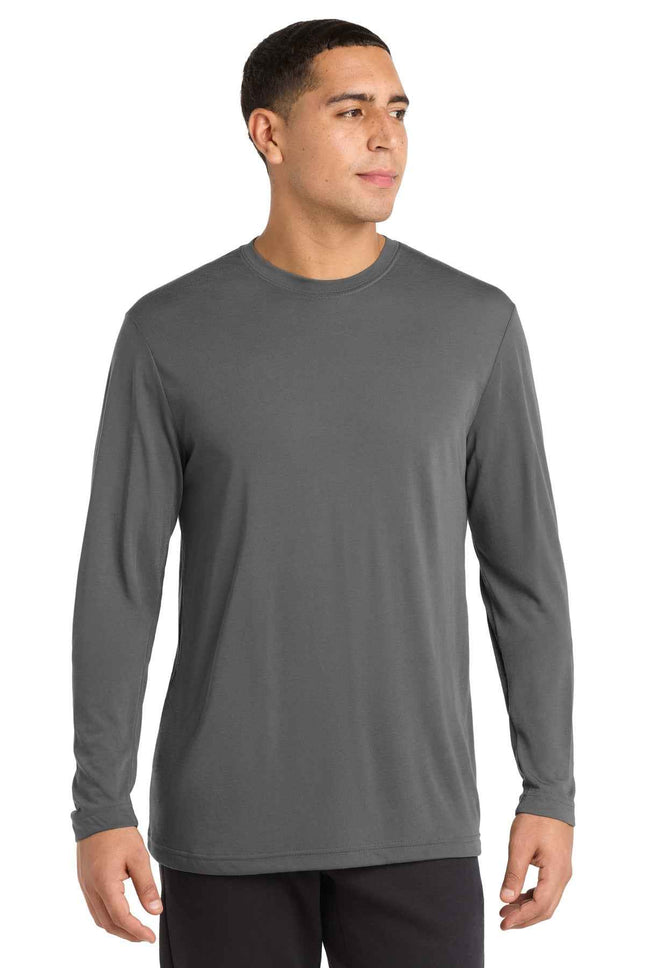 SportTek Long Sleeve PosiCharge Competitor Cotton Touch Tee ST450LS Dark Smoke Grey