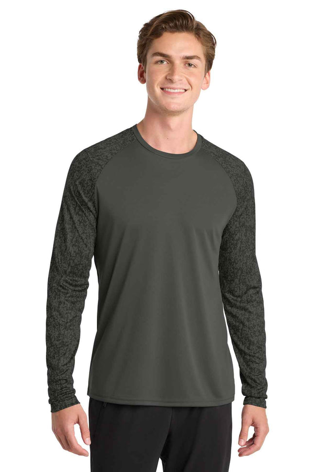 SportTek Long Sleeve Digi Camo Tee ST460LS Black