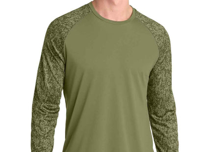 SportTek Long Sleeve Digi Camo Tee ST460LS Olive Drab Green