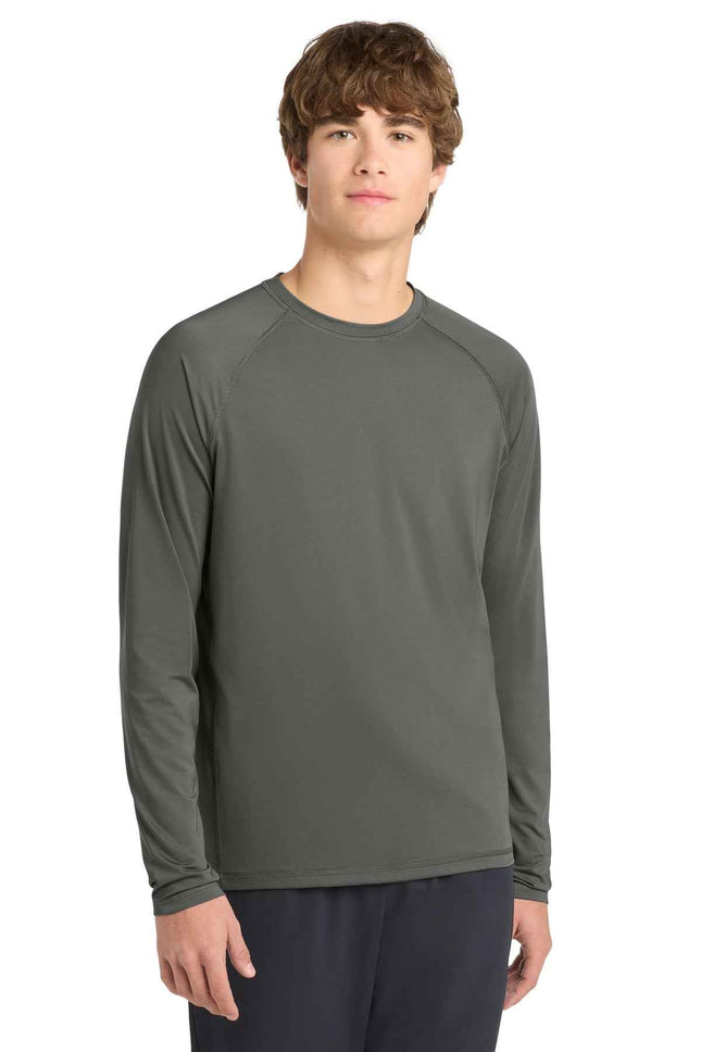 SportTek Long Sleeve Rashguard Tee ST470LS Dark Smoke Grey
