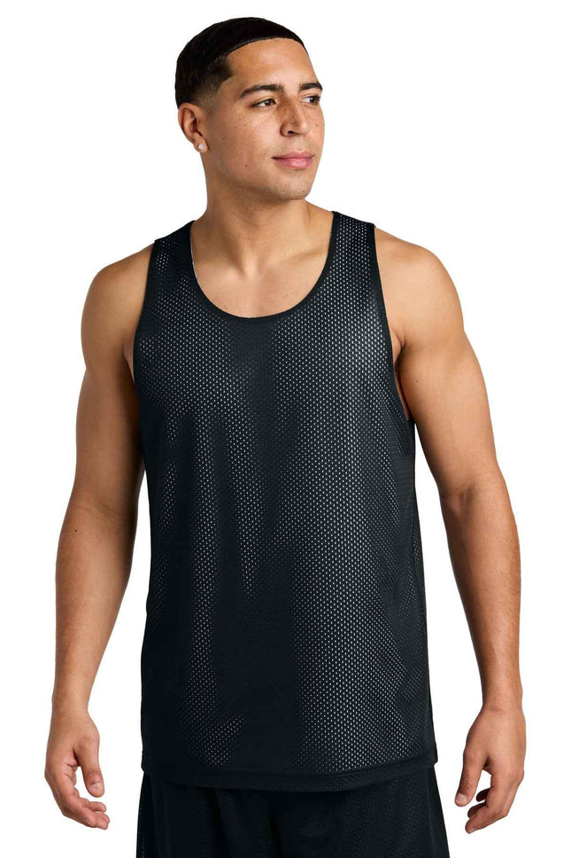 SportTek PosiCharge Reversible Mesh Tank ST5000 Black White